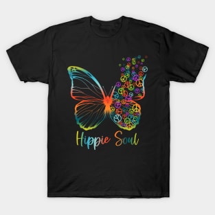 Pretty Hippie Soul Butterfly with Peace Signs T-Shirt